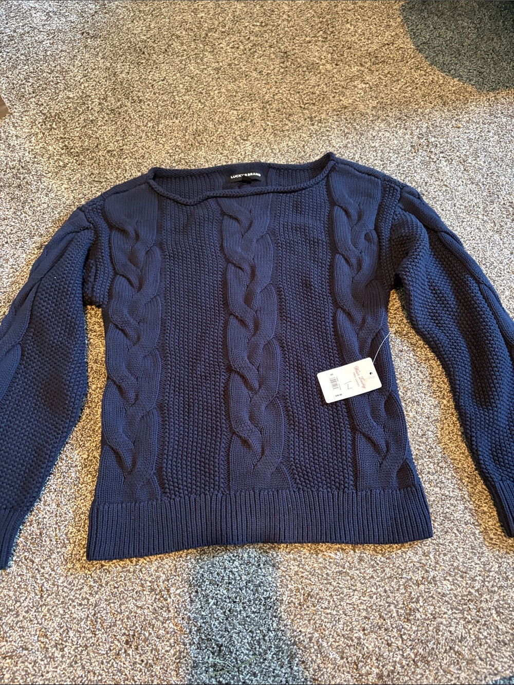 Lucky Brand Navy Cable Crewneck Sweater